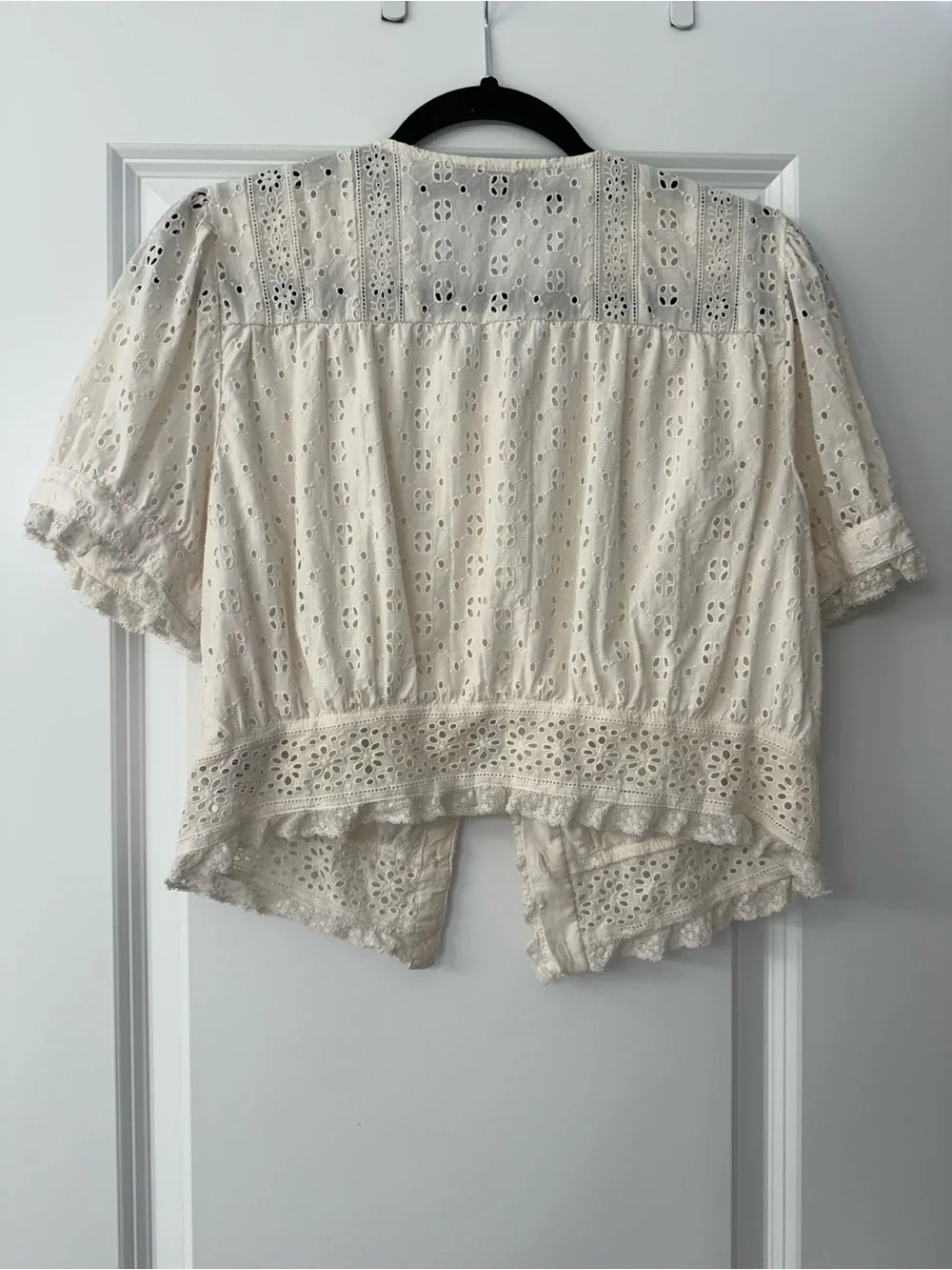 J. Crew Cream Eyelet Button-Front Blouse